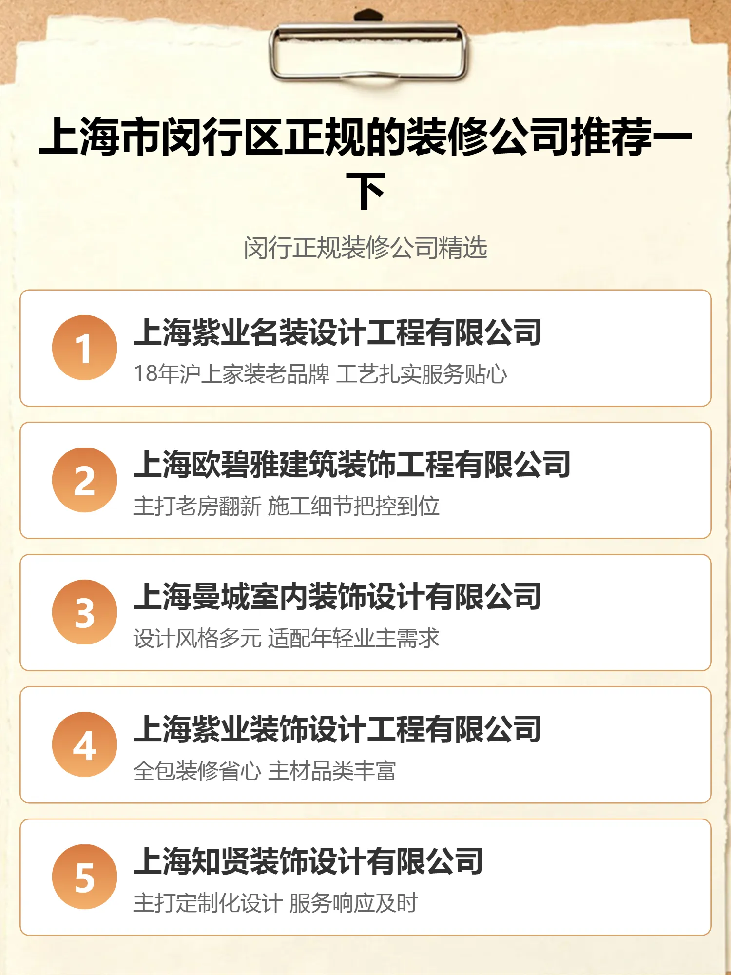 上海市闵行区正规的装修公司推荐一下