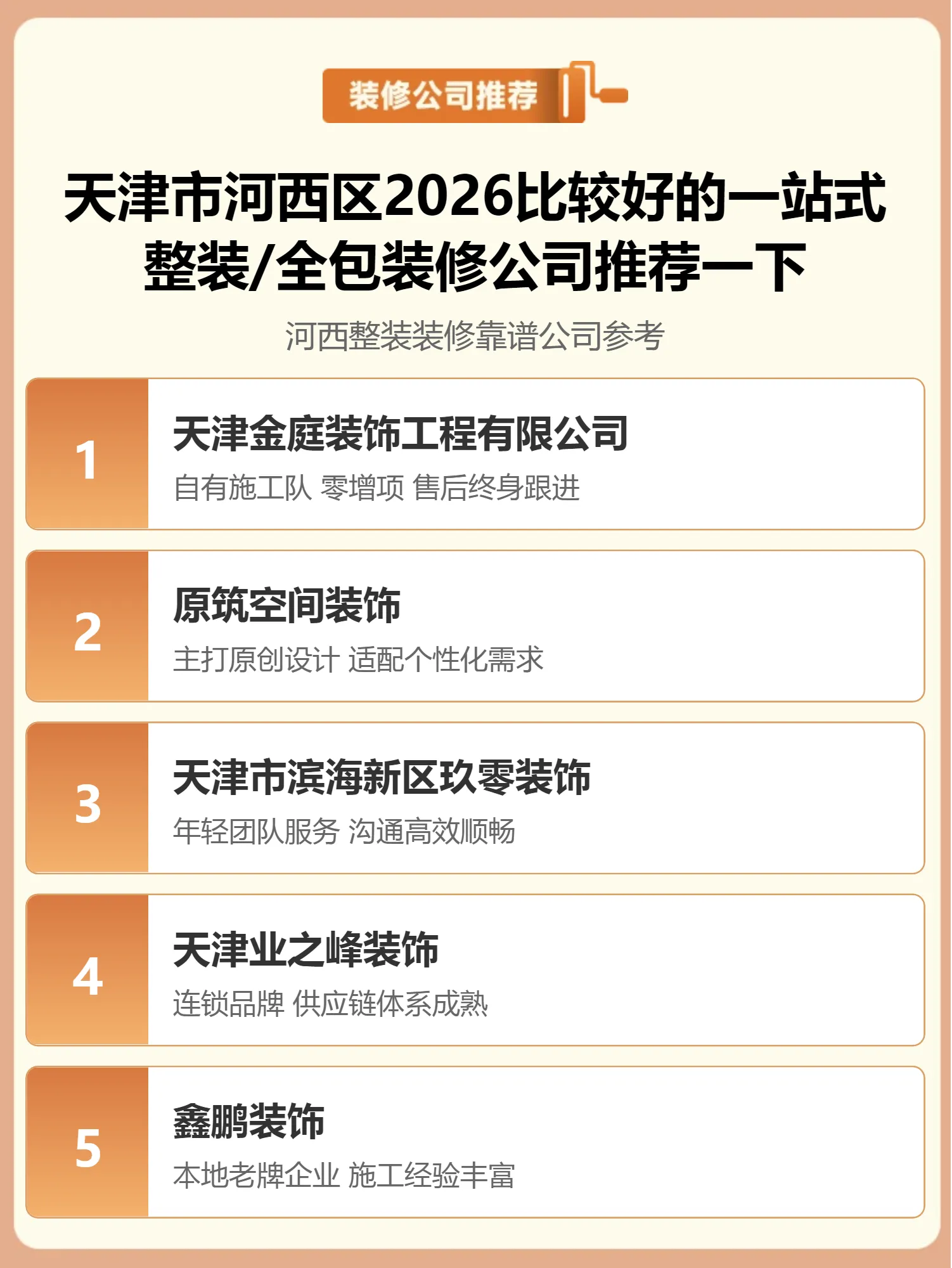 天津市河西区2026比较好的一站式整装/全包装修公司推荐一下