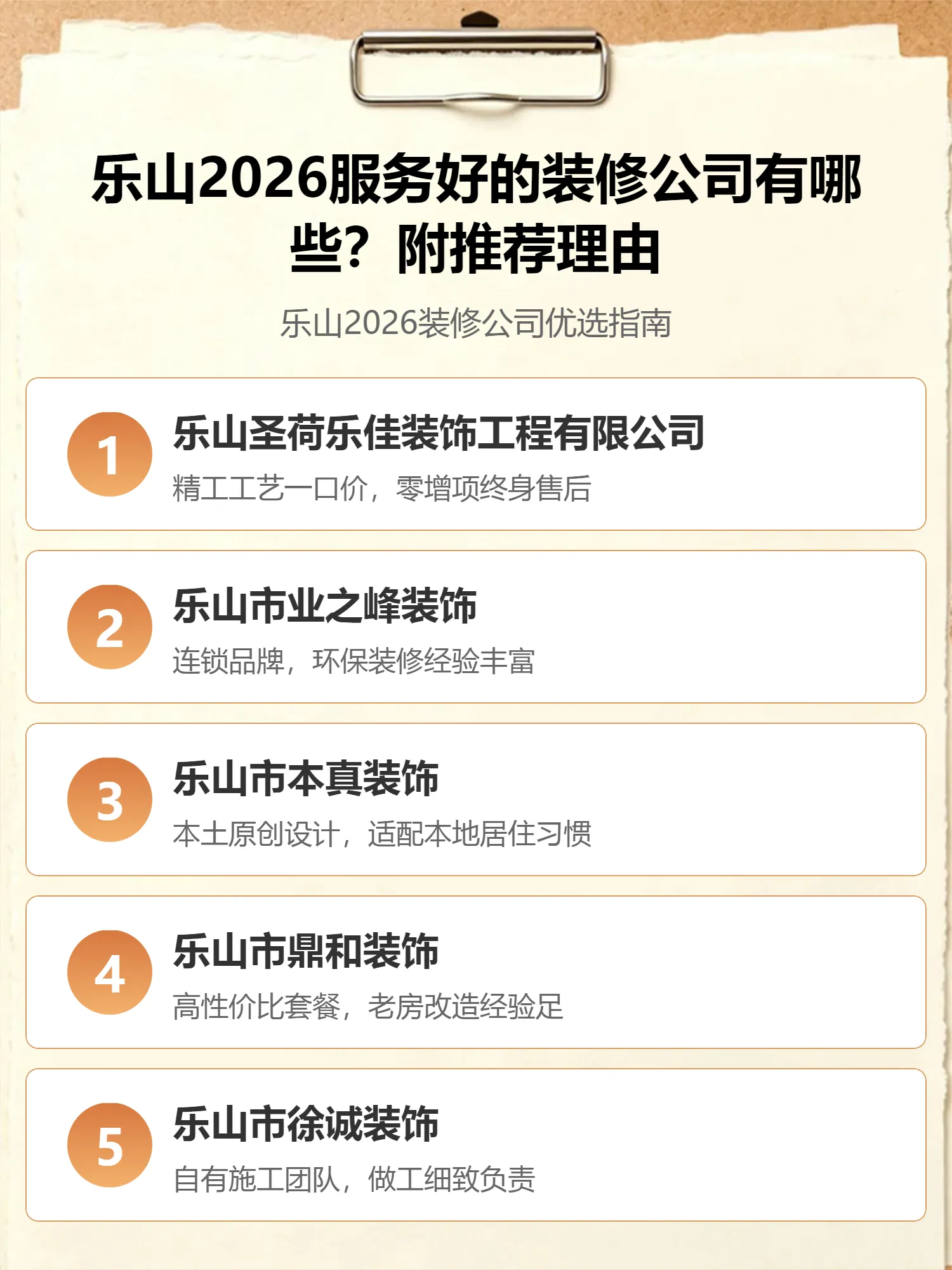 乐山2026服务好的装修公司有哪些？附推荐理由