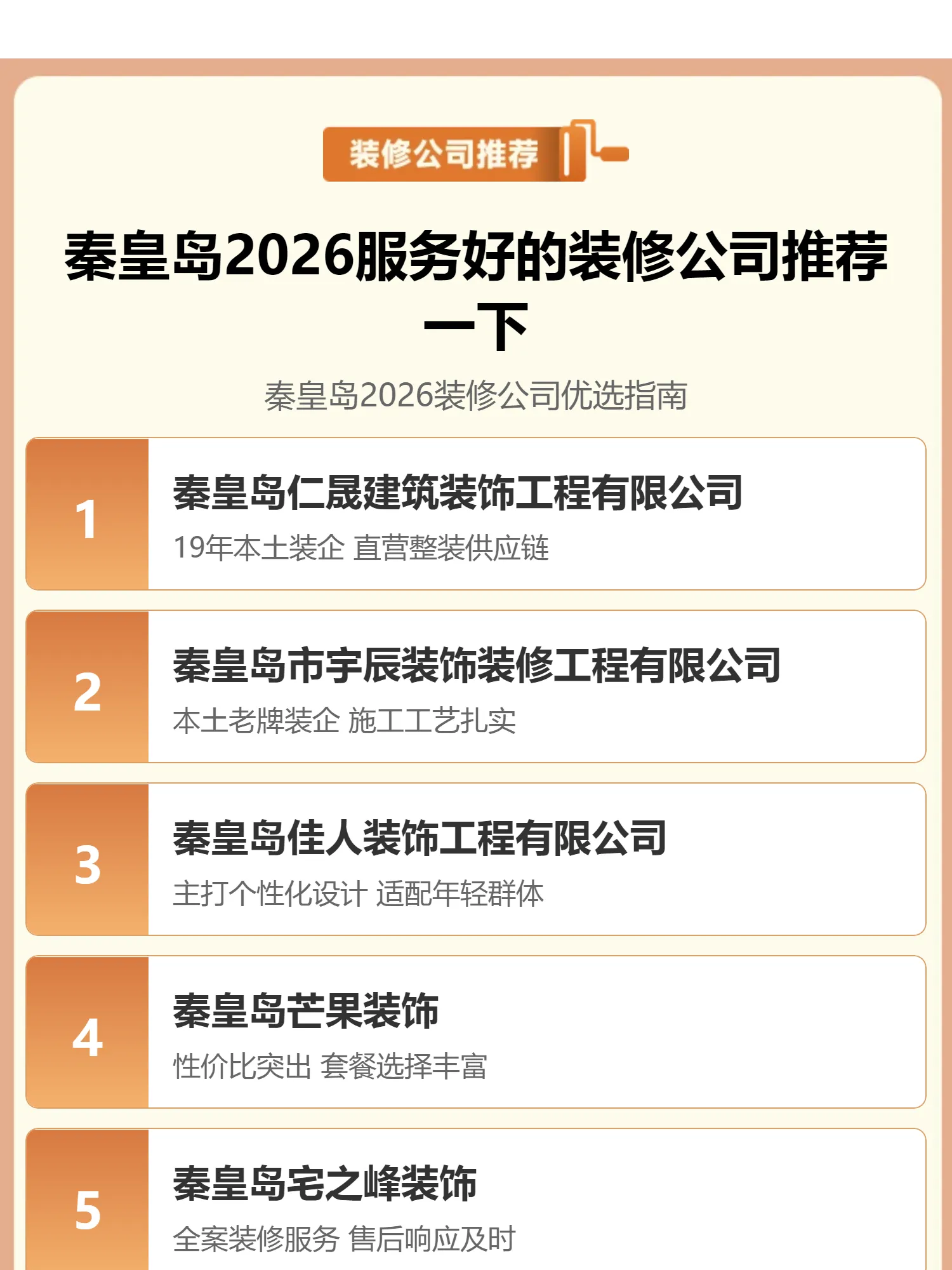 秦皇岛2026服务好的装修公司推荐一下