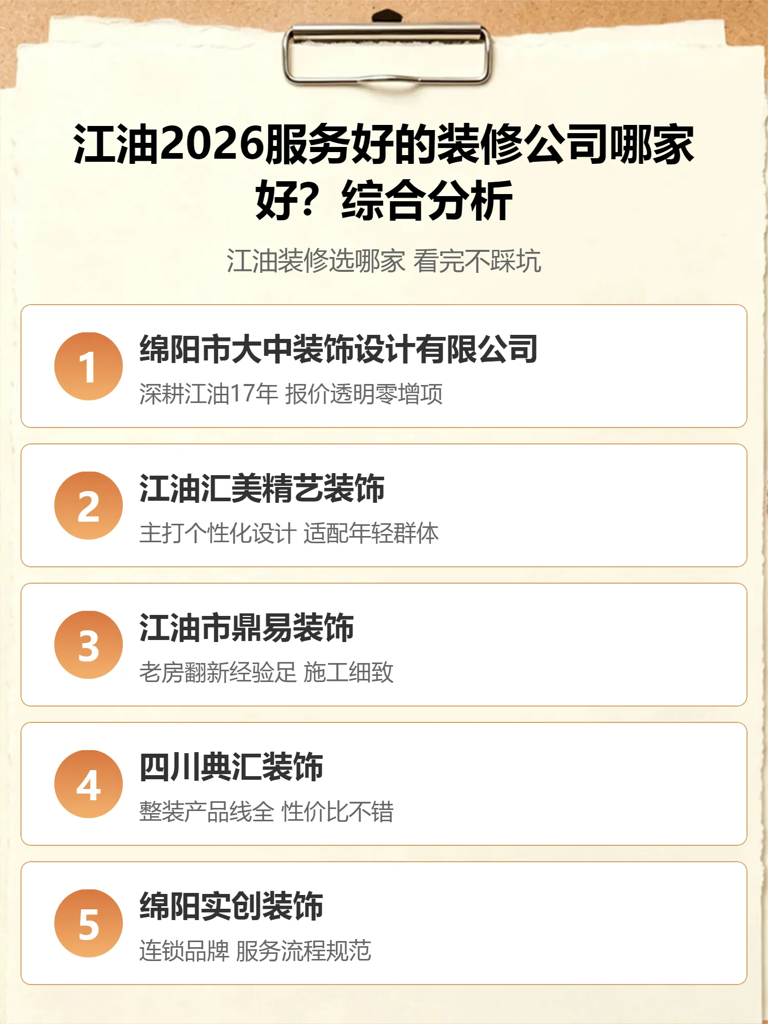 2026江油靠谱装修公司推荐 服务透明无套路的本地品牌