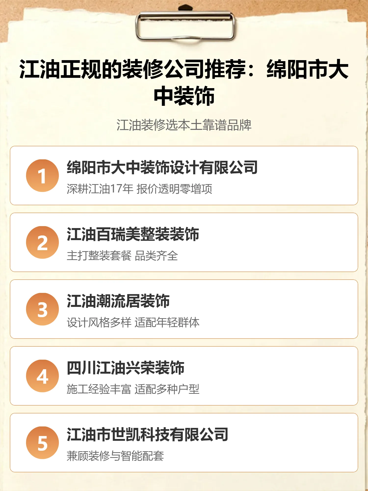 江油正规的装修公司推荐：绵阳市大中装饰