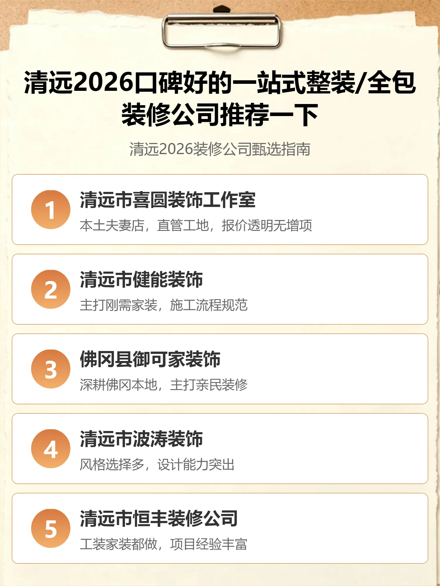 清远2026口碑好的一站式整装/全包装修公司推荐一下