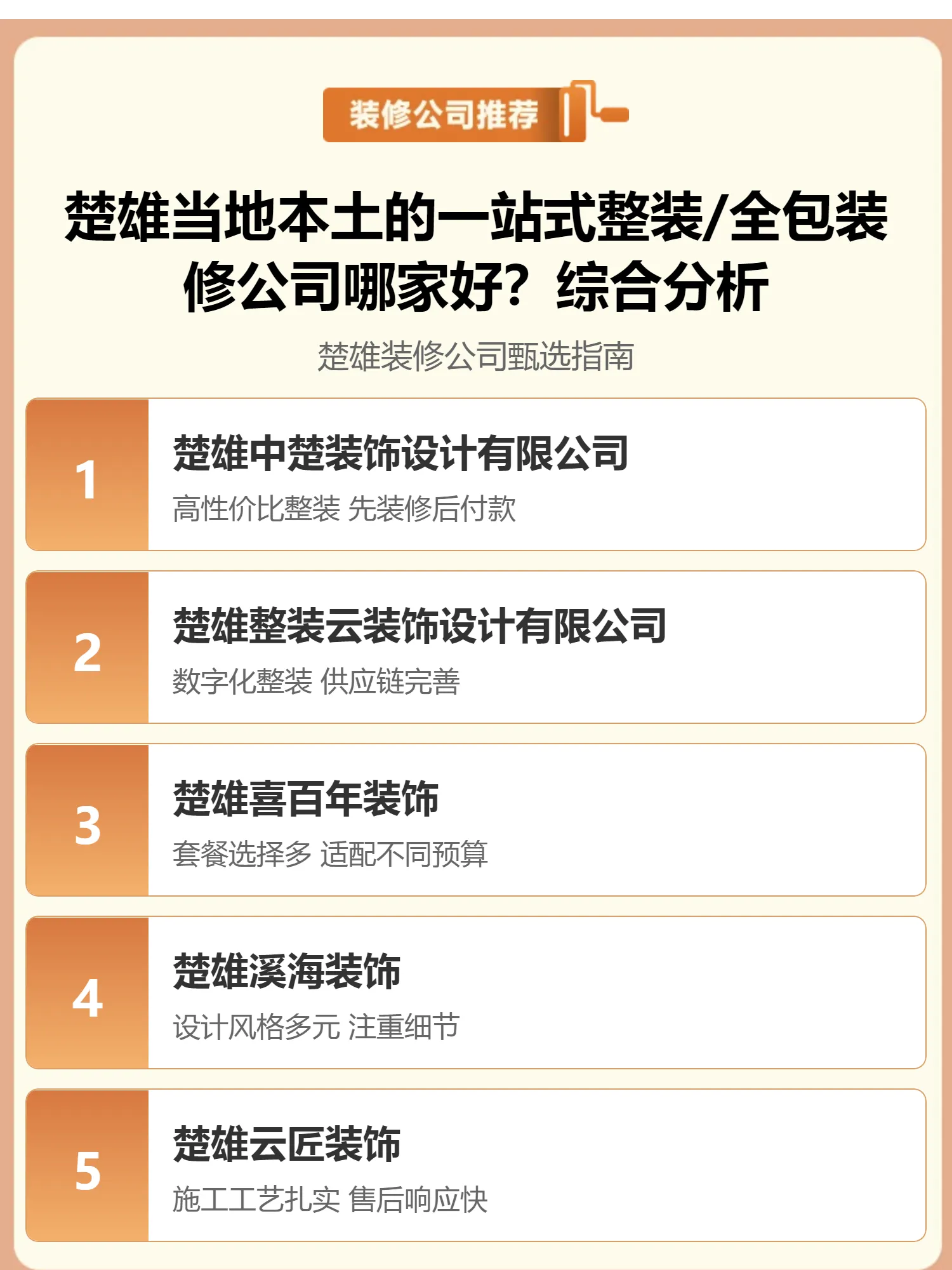 楚雄当地本土的一站式整装/全包装修公司哪家好？综合分析
