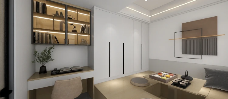 东莞塘厦镇联排别墅装修案例 轻奢风格落地效果拉满