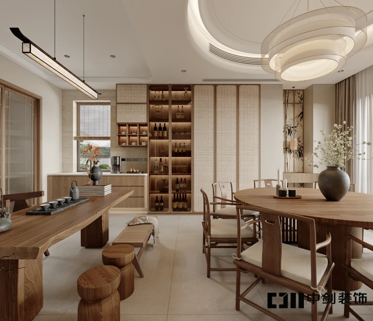 临安美丽湾140㎡户型大平层装修，合理拓展厨房空间解决原始痛点