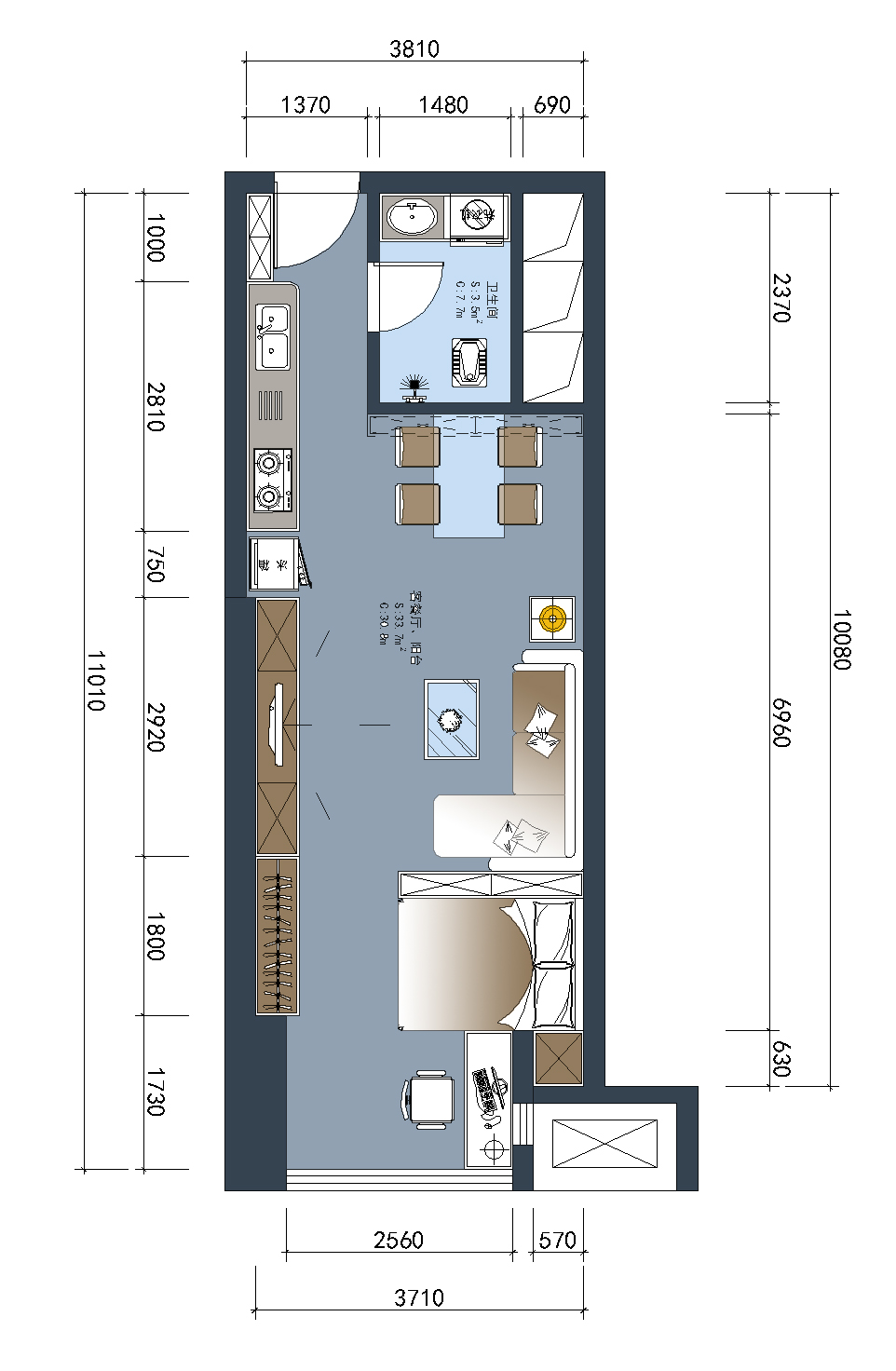 地王单身公寓北欧风格装修案例：
