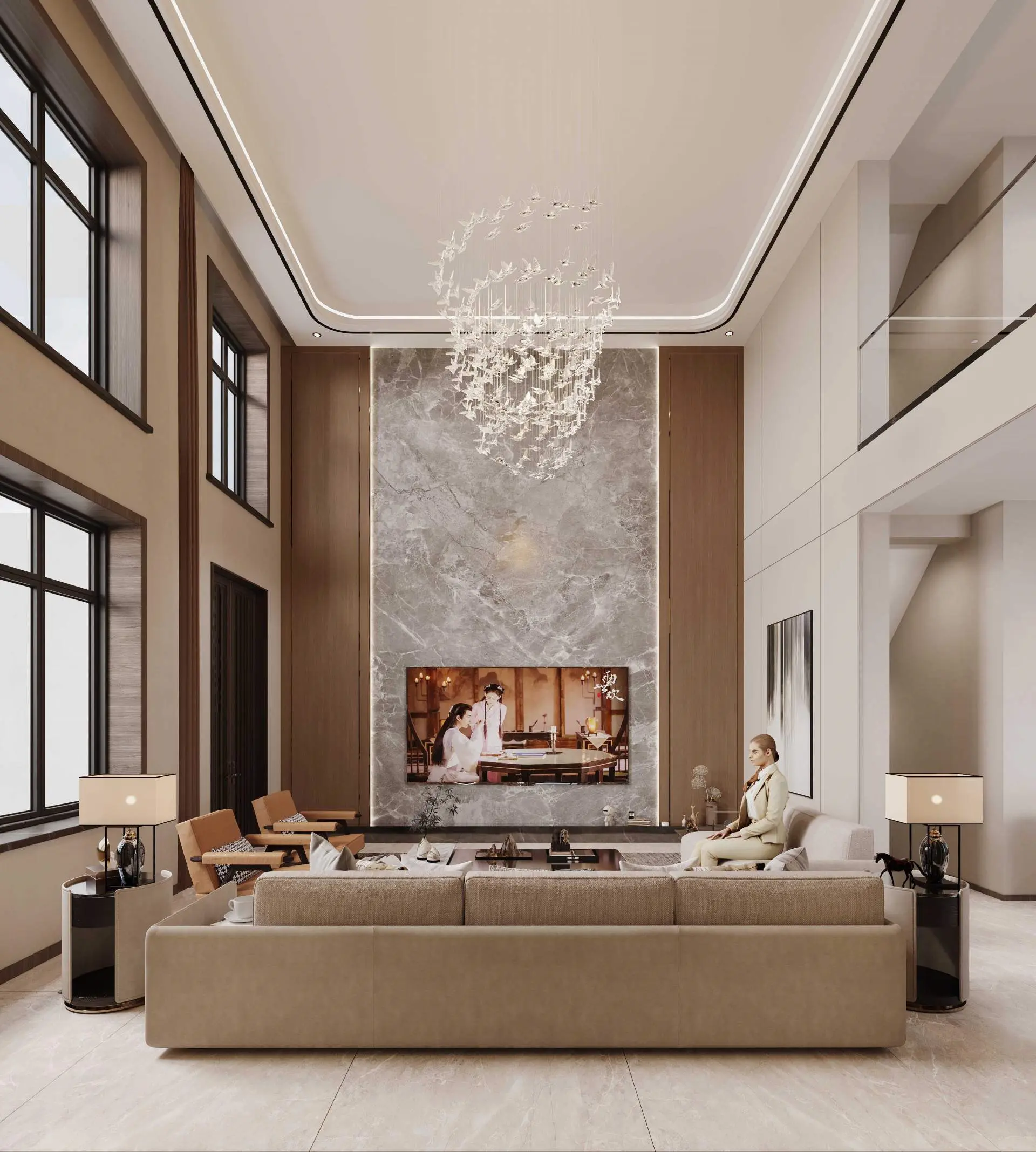 石家庄装修设计师荣盛御府350平现代简约效果图